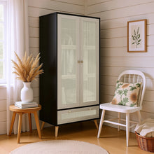 Load image into Gallery viewer, GOMYHOME - Accent Cabinet with Rattan Doors &amp; Drawer, Modern Storage Armoire for Living Room, Bedroom, Natural Wood Finish
