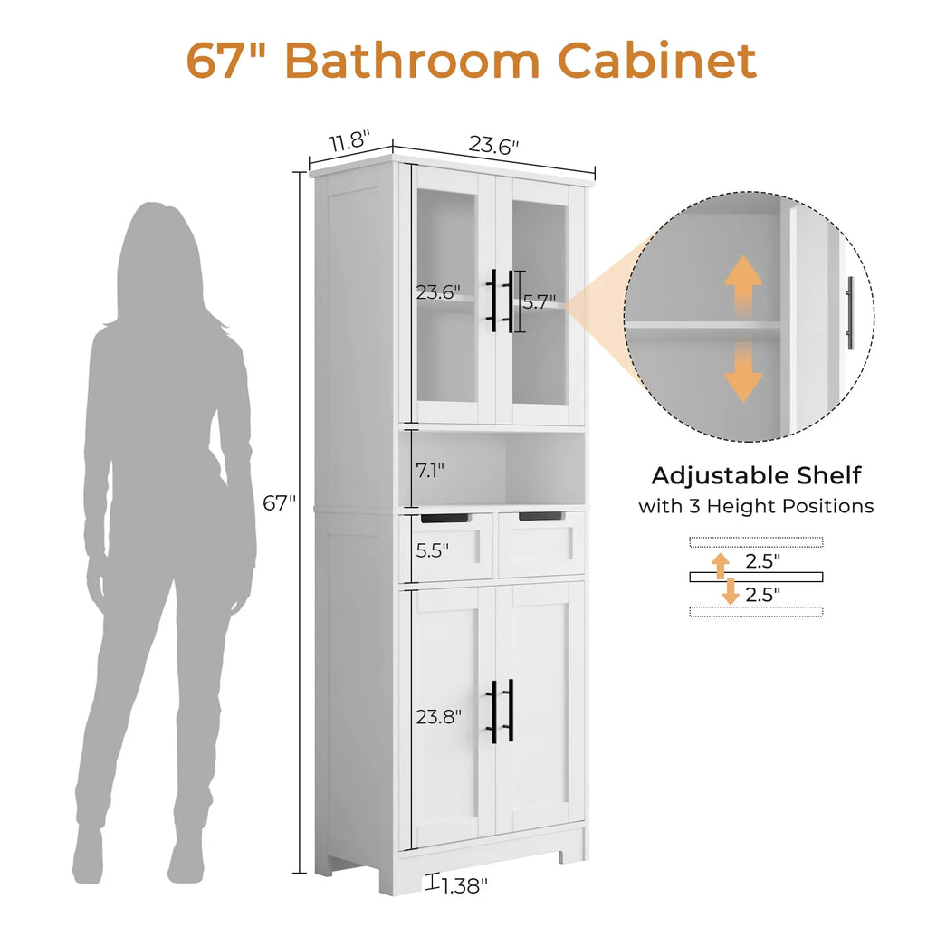 Ktaxon Wooden Bathroom Floor Cabinet with 4 Drawers & 1 Cupboard for Living Room Entryway, White