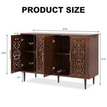 Load image into Gallery viewer, HLR 48" Accent Cabinet with 4 Doors, Vintage Hollow Carving Storage Credenza, Sideboards and Buffets Cabinet for Living Room, Kitchen, Dining Room, Entryway