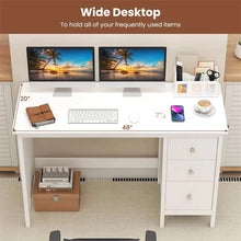 Load image into Gallery viewer, Computer Desk with 3 Storage Drawers, 48" Modern Home Office Desk with Spacious Desktop, Compact Study Writing Desk Workstation for Bedroom