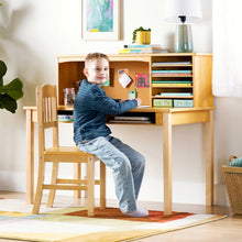 Load image into Gallery viewer, Guidecraft Kids Media Desk and Chair Set - Gray: Kids Desk and Chair Set, Study Table for Kids with Hutch and Shelf, Wood Bedroom Furniture Set