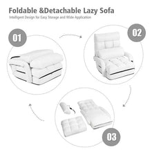 Load image into Gallery viewer, Folding Lazy Sofa Floor Chair with 6-Position Adjustable Backrest, Lumbar Pillow &amp; Armrests, Indoor Chaise Lounge Sofa for Gaming, Living Room - Blue
