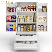 Load image into Gallery viewer, Aiho Storage Cabinet with 2 Doors &amp; 2 Drawer, Pantry Cabinet for Kitchen, Studio, Living Room - White