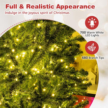 Load image into Gallery viewer, 6/7/8FT Pre-Lit Artificial Christmas Tree, Hinged Xmas Tree with Remote, Warm White LED Lights, Timer, Adjustable Lighting Modes for Holiday Decor