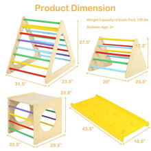 Load image into Gallery viewer, 5 in 1 Kids Triangle Climber Play Gym Set with Double Sided Ramps, Indoor Toddler Wooden Climbing Toys for Playground Daycare