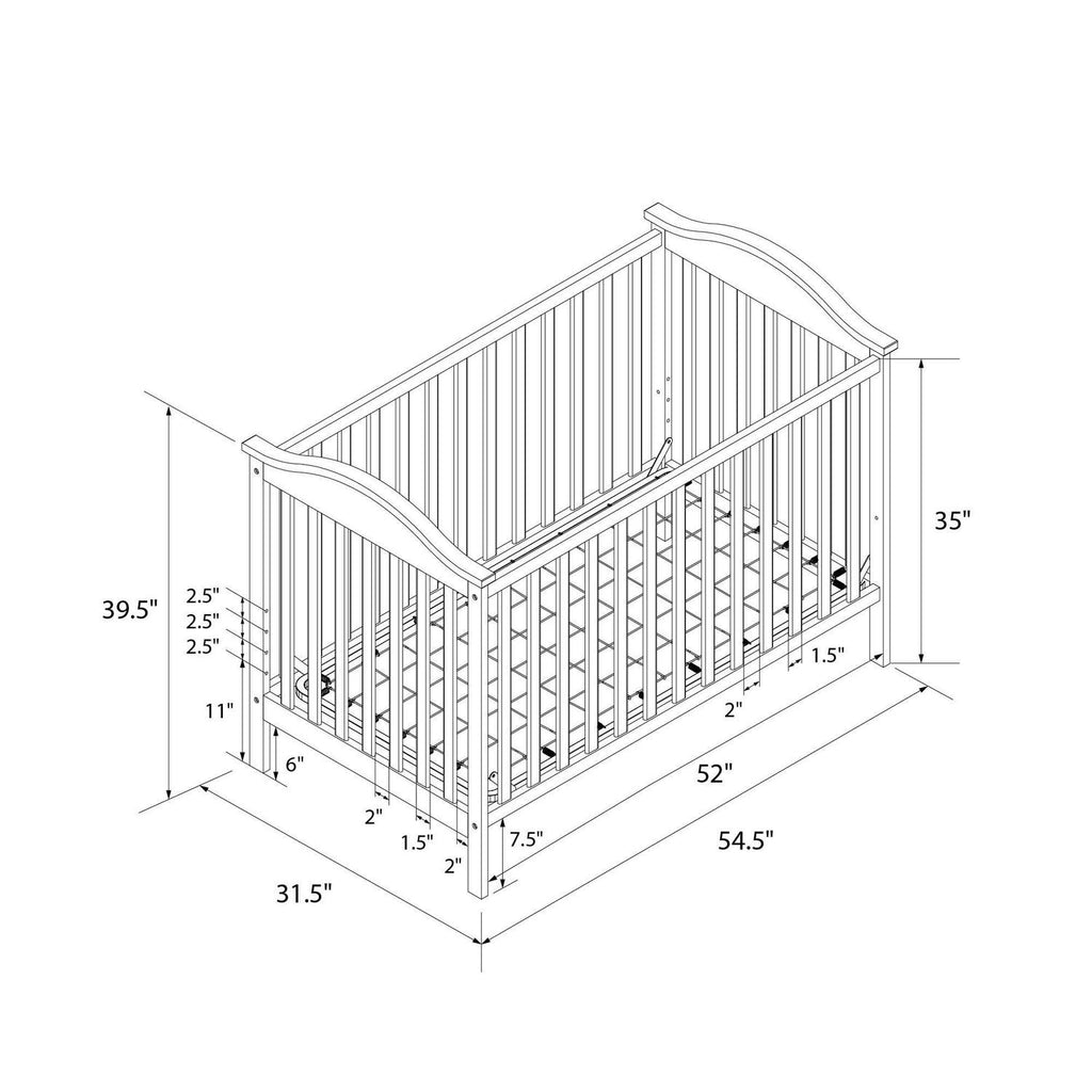 Baby Relax Adele 3 - in - 1 Convertible Crib. White