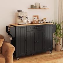 Load image into Gallery viewer, Noelse Kitchen Island with Storage, Island Table for Kitchen with Drop Leaf, Spice Rack, Towel Bar for Small Kitchens, White