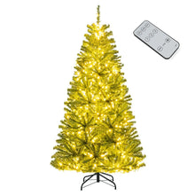 Load image into Gallery viewer, 6/7/8FT Pre-Lit Artificial Christmas Tree, Hinged Xmas Tree with Remote, Warm White LED Lights, Timer, Adjustable Lighting Modes for Holiday Decor