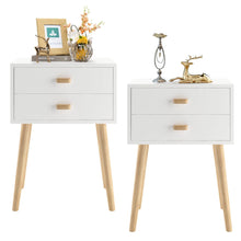 Load image into Gallery viewer, Syngar Nightstand Set of 2, Modern Bedside Tables with 2 Drawers, Storage Shelf and Wood Handles, White Bedroom Furniture