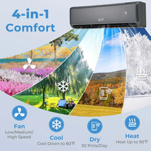 Load image into Gallery viewer, 22,000 BTU Wifi Enabled Mini Split Air Conditioner and Heater, 21 SEER2 208-230V Inverter Split AC Unit with Heat Pump