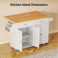 Load image into Gallery viewer, Lofka 52 - Inch Kitchen Island with Storage on Wheels with Wood Drop Leaf, Ideal for Small Kitchens