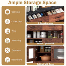 Load image into Gallery viewer, Sideboard Buffet Cabinet, Coffee Bar Cabinet with 2 Drawers, Faux Marble Top, Kitchen Storage Cabinet for Living Room Entryway
