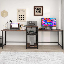 Load image into Gallery viewer, 97" Extra Long 2-Person Computer Desk with Power Outlet and Printer Stand, Home Office Computer Workstation Double Gaming Table