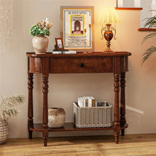 Load image into Gallery viewer, 36" 2-Tier Retro Console Table with Storage Drawer &amp; Open Shelf, Solid Wood Narrow Entryway Sofa Table for Living Room, Foyer &amp; Hallway - White