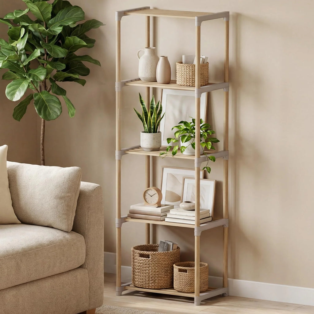 Tangkula 4/5-Tier Solid Wood Bookshelf for Home Office - 1 / 4-Tier
