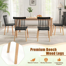 Load image into Gallery viewer, Set of 4 Windsor Dining Chairs, Modern Armless Side Kitchen Chairs with Spindle Back, Curved Seat &amp; Solid Wood Legs for Living Room, Restaurant