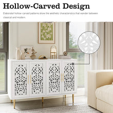 Load image into Gallery viewer, HLR 48" Accent Cabinet with 4 Doors, Vintage Hollow Carving Storage Credenza, Sideboards and Buffets Cabinet for Living Room, Kitchen, Dining Room, Entryway - 63"-Rounded Corners-Green