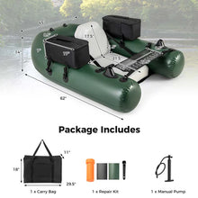 Load image into Gallery viewer, Inflatable Fishing Float Tube with 2 Large Storage Pockets, Angling Base, 20" Fish Ruler &amp; 4 Motor Buckles, 352LBS Capacity Belly Boat for Fly Fishing