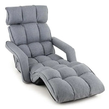 Load image into Gallery viewer, 6-Position Adjustable Floor Sofa Bed, Folding Lazy Sofa Chaise Lounger Recliner with Armrests &amp; Footrests for Living Room, Bedroom &amp; Gaming