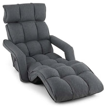 Load image into Gallery viewer, 6-Position Adjustable Floor Sofa Bed, Folding Lazy Sofa Chaise Lounger Recliner with Armrests &amp; Footrests for Living Room, Bedroom &amp; Gaming