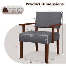 Load image into Gallery viewer, Modern Accent Chair Linen Armchair with Rubber Wood Frame, Mid Century Upholstered Reading Chair for Living Room Bedroom Reception