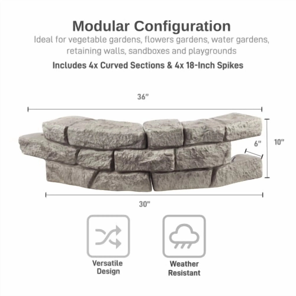 RTS Home Accents Rock Lock Raised Garden Bed Curved Rock (Pack of 4)