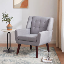 Load image into Gallery viewer, HUIMO Accent Chair, Button - Tufted Upholstered Living Room Chairs, Mid Century Modern Comfy Reading Chairs for Bedroom, Living Room, Beige