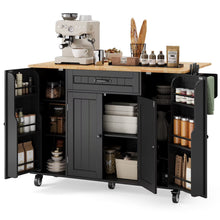 Load image into Gallery viewer, Noelse Kitchen Island with Storage, Island Table for Kitchen with Drop Leaf, Spice Rack, Towel Bar for Small Kitchens, White