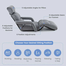 Load image into Gallery viewer, 6-Position Adjustable Floor Sofa Bed, Folding Lazy Sofa Chaise Lounger Recliner with Armrests &amp; Footrests for Living Room, Bedroom &amp; Gaming