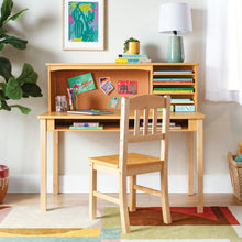 Load image into Gallery viewer, Guidecraft Kids Media Desk and Chair Set - Gray: Kids Desk and Chair Set, Study Table for Kids with Hutch and Shelf, Wood Bedroom Furniture Set - Pink
