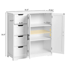 Load image into Gallery viewer, Ktaxon Wooden Bathroom Floor Cabinet with 4 Drawers &amp; 1 Cupboard for Living Room Entryway, White