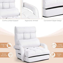 Load image into Gallery viewer, Folding Lazy Sofa Floor Chair with 6-Position Adjustable Backrest, Lumbar Pillow &amp; Armrests, Indoor Chaise Lounge Sofa for Gaming, Living Room