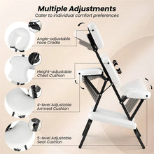 Load image into Gallery viewer, Portable Lightweight Massage Chair, PU Leather Tattoo Spa Chair with Thickened Sponge &amp; Carrying Bag, Folding Travel Chair for Massage Therapy