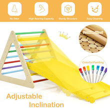 Load image into Gallery viewer, 5 in 1 Kids Triangle Climber Play Gym Set with Double Sided Ramps, Indoor Toddler Wooden Climbing Toys for Playground Daycare