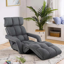Load image into Gallery viewer, 6-Position Adjustable Floor Sofa Bed, Folding Lazy Sofa Chaise Lounger Recliner with Armrests &amp; Footrests for Living Room, Bedroom &amp; Gaming