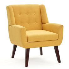 Load image into Gallery viewer, HUIMO Accent Chair, Button - Tufted Upholstered Living Room Chairs, Mid Century Modern Comfy Reading Chairs for Bedroom, Living Room, Beige