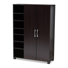 Load image into Gallery viewer, Baxton Studio Marine Modern and Contemporary Wenge Dark Brown Finished 2-Door Wood Entryway Shoe Storage Cabinet with Open Shelves