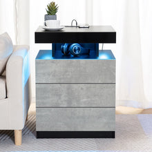 Load image into Gallery viewer, Hommpa LED Nightstand Wireless Charging Station USB Type C Outlets Bedside Table 3 Drawers Black Night Table Modern Smart Nightstand High Gloss End Side Table for Bedroom Furniture 26.8" Tall