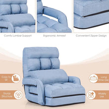 Load image into Gallery viewer, Folding Lazy Sofa Floor Chair with 6-Position Adjustable Backrest, Lumbar Pillow &amp; Armrests, Indoor Chaise Lounge Sofa for Gaming, Living Room
