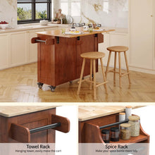 Load image into Gallery viewer, Lofka 52 - Inch Kitchen Island with Storage on Wheels with Wood Drop Leaf, Ideal for Small Kitchens