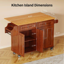 Load image into Gallery viewer, Lofka 52 - Inch Kitchen Island with Storage on Wheels with Wood Drop Leaf, Ideal for Small Kitchens