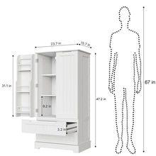 Load image into Gallery viewer, Aiho Storage Cabinet with 2 Doors &amp; 2 Drawer, Pantry Cabinet for Kitchen, Studio, Living Room - White