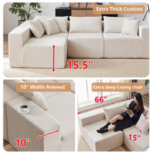 Load image into Gallery viewer, 104 - Inch Corduroy Modular L Shaped Sectional Sofa, Luxury Floor Couch Set, Upholstered Indoor Furniture, Foam - Filled Compressed Sofa for Living Room, Bedroom, 4 PC Free Combination ?