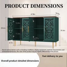 Load image into Gallery viewer, HLR 48" Accent Cabinet with 4 Doors, Vintage Hollow Carving Storage Credenza, Sideboards and Buffets Cabinet for Living Room, Kitchen, Dining Room, Entryway