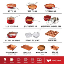 Load image into Gallery viewer, Gotham Steel 32 Pcs Pots and Pans Set Non Stick, Cookware Set with Bakeware and Premium Food Storage Set Nonstick Pots and Pans Set, Red