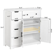 Load image into Gallery viewer, Ktaxon Wooden Bathroom Floor Cabinet with 4 Drawers &amp; 1 Cupboard for Living Room Entryway, White