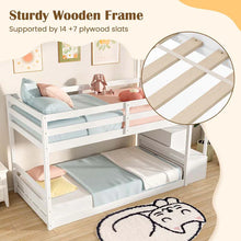 Load image into Gallery viewer, Twin Over Twin Bunk Bed with Storage Stairs, Solid Wood Floor Bunk Bed with Full-Length Guardrails, Low Bunk Bed with for Kids Teens Adults