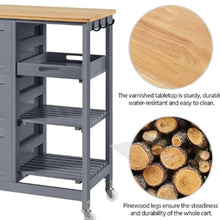Load image into Gallery viewer, Kitchen Island Cart on Wheels with Storage, Rolling Bar Cart with Solid Wood Top and 3 Drawers, 3 Removable Shelves, Serving Utility Carts for Dining Room/Small Kitchen, Dark Gray ???