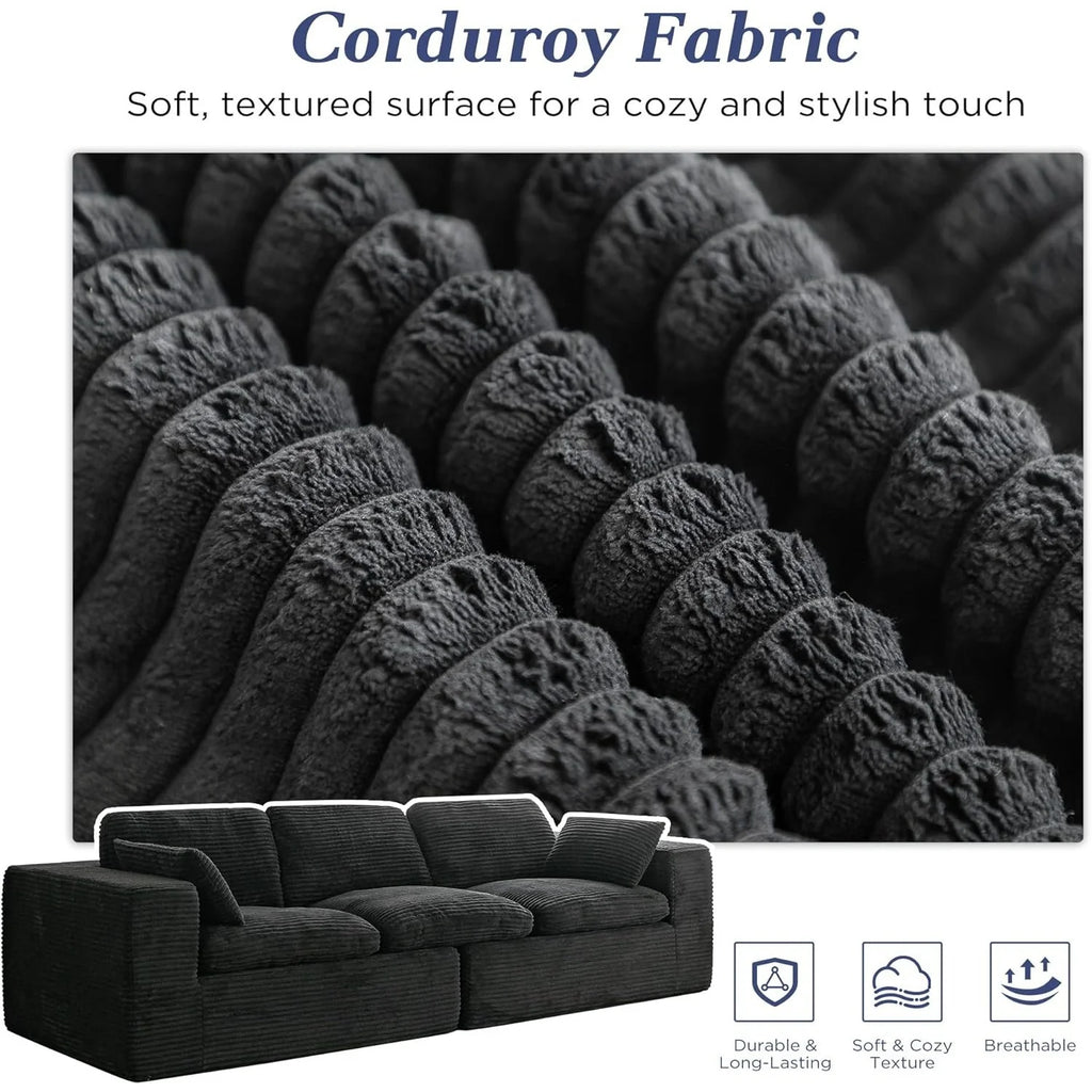 AECOJOY 110" Oversized Sofa for Living Room, 3 Seater Cloud Boneless Couch with Fluffy Seat Cushions