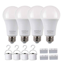 Load image into Gallery viewer, JackonLux Rechargeable Emergency Light Bulb UL Listed Battery Operated Light Bulb Power Outage Camping Reading Lighting Hurricane 9W 850 Lumens
